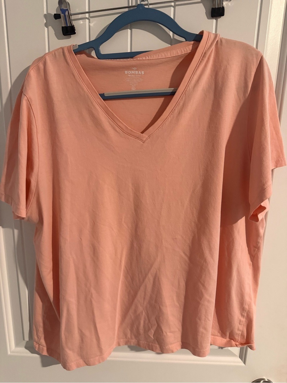 Bombas Women’s 2X Pink Pima Cotton V-Neck Short Sleeve T-Shirt Tee